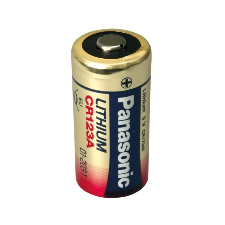 PANASONIC - CR123P-NE. lithium battery. Cylindrical style.  /  CR123. 3Vdc