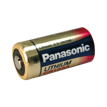 PANASONIC - CR123P-NE. lithium battery. Cylindrical style.  /  CR123. 3Vdc