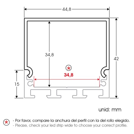 FULLWAT - ECOXM-42-2D.  Profil de surface | suspendre en aluminium  anodisé - 2000mm - IP40