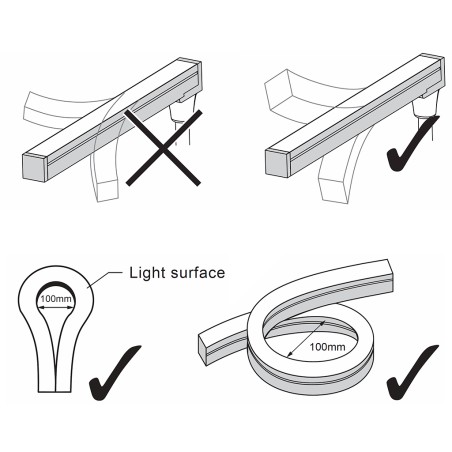 FULLWAT - NL-1515V-BF.Neon LED flexível vertical com a secção  rectangular de 15x15mm.  Branco frio - 576 Lm/m