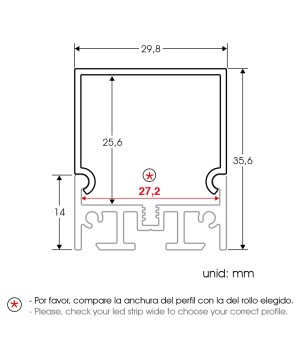 FULLWAT - ECOXM-36-2D.  Profil de surface | suspendre en aluminium  anodisé - 2000mm - IP40