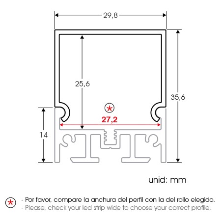 FULLWAT - ECOXM-36-2D.  Profil de surface | suspendre en aluminium  anodisé - 2000mm - IP40