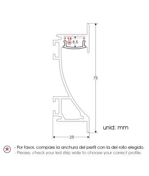 FULLWAT - ECOXM-PD-2D.  Profil de surface en aluminium  anodisé classe pour la plinthe - 2000mm - IP40