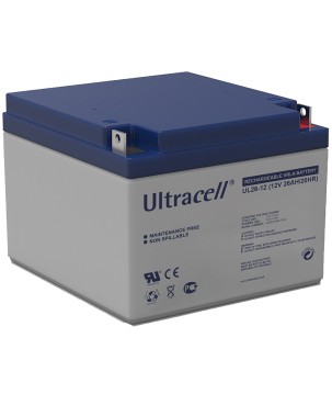 ULTRACELL - UL26-12. Batterie rechargeable au Plomb-acide technologie AGM-VRLA. Série UL. 12Vdc / 26Ah