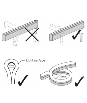 FULLWAT - NL-0612H-BH. Flexible LED-Neonröhre horizontalmit  rechteckigvon 06x12mm.  Extra-warmes Weiß - 480 Lm/m