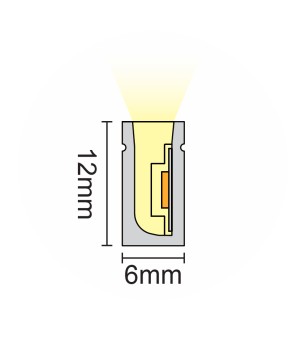 FULLWAT - NL-0612H-BH. Flexible LED-Neonröhre horizontalmit  rechteckigvon 06x12mm.  Extra-warmes Weiß - 480 Lm/m