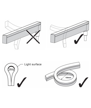 FULLWAT - NL-1120HL-BH.Neon LED flexível horizontal com a secção  rectangular de 11x20mm.  Branco extra quente - 235 Lm/m