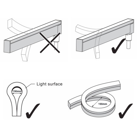 FULLWAT - NL-1120HL-BH.Neon LED flexível horizontal com a secção  rectangular de 11x20mm.  Branco extra quente - 235 Lm/m