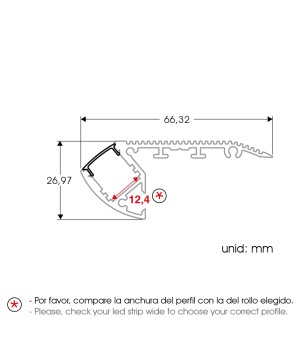 FULLWAT - ECOXM-ESC1-2D.  Profil échelle en aluminium  anodisé - 2000mm - IP40