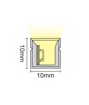 FULLWAT - NL-1010H-BN.Neon LED flexível horizontal com a secção  rectangular de 10x10mm.  Branco natural - 680 Lm/m