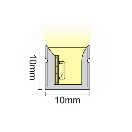 FULLWAT - NL-1010H-BN.Neon LED flexível horizontal com a secção  rectangular de 10x10mm.  Branco natural - 680 Lm/m