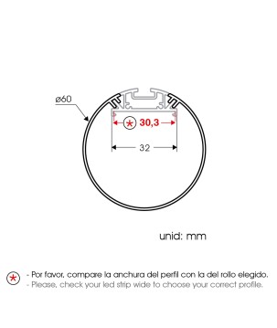 FULLWAT - ECOXM-TB3-2D. Aluminum profile  for cylindrical mounting. Anodized.  2000mm