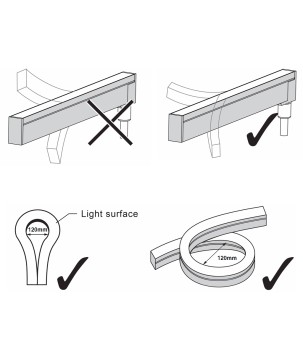 FULLWAT - NL-0408H-BH. Neón LED de flexión horizontal con sección rectangular de 04x08mm.  Blanco extra-cálido - 170 Lm/m