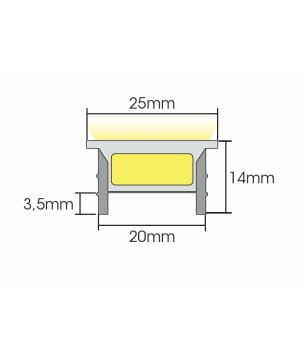 FULLWAT - NLC-2014.Cubierta de Silicona efecto Neon Led de flexión libre con sección rectangular de 20x14mm. 