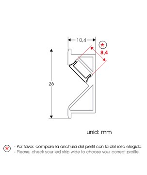 FULLWAT - ECOXM-22E-2D. Aluminiumprofil für möbel. eloxiert - 2000mm