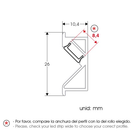 FULLWAT - ECOXM-22E-2D. Aluminiumprofil für möbel. eloxiert - 2000mm