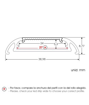 FULLWAT - ECOXM-FLAT1-2D. Perfil de aluminio de superficie anodizado - 2000mm - IP40