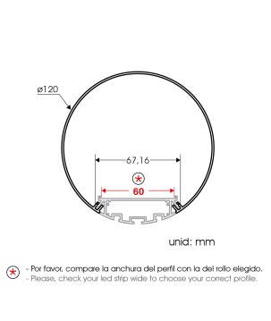  FULLWAT - ECOXM-TB4-2D. Profilo in alluminio di  cilindrico   anodizzato  2000mm