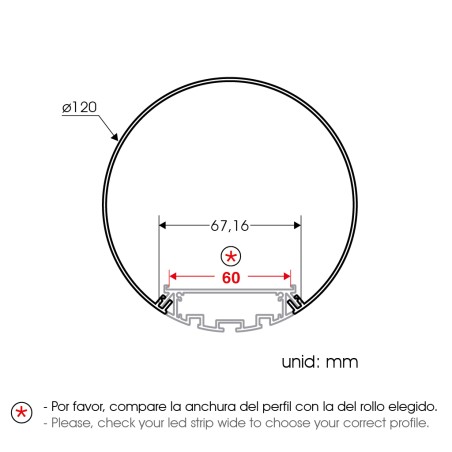  FULLWAT - ECOXM-TB4-2D. Profilo in alluminio di  cilindrico   anodizzato  2000mm