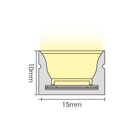 FULLWAT - NL-1015V-BC.Neon LED flexível vertical com a secção  rectangular de 10x15mm.  Branco quente - 1195 Lm/m