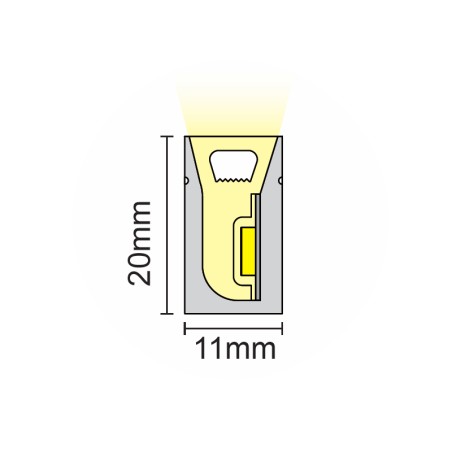 FULLWAT - NL-1120H-BF.Neon LED flexível horizontal com a secção  rectangular de 11x20mm.  Branco frio - 420 Lm/m