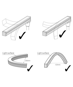 FULLWAT - NL-1010F-BH. Neón LED de flexión libre con sección rectangular de 10x10mm.  Blanco extra-cálido - 400 Lm/m