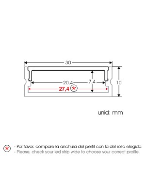 FULLWAT - ECOXM-10S-2D. Aluminiumprofil oberfläche. eloxiert - 2000mm