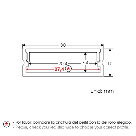 FULLWAT - ECOXM-10S-2D. Aluminiumprofil oberfläche. eloxiert - 2000mm