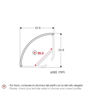  FULLWAT - ECOXM-45H-2D. Profilo in alluminio di  angolo   anodizzato  2000mm