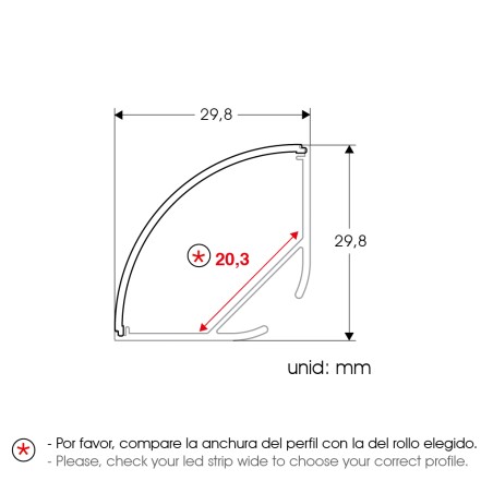  FULLWAT - ECOXM-45H-2D. Profilo in alluminio di  angolo   anodizzato  2000mm