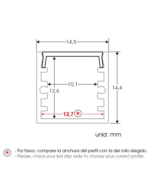 FULLWAT - ECOXM-14S-2D. Aluminiumprofil oberfläche. eloxiert - 2000mm