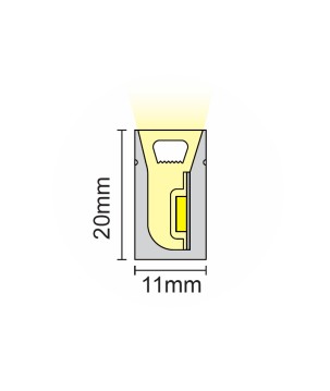 FULLWAT - NL-1120H-BN.Neon LED flexível horizontal com a secção  rectangular de 11x20mm.  Branco natural - 420 Lm/m