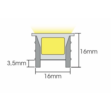 FULLWAT - NLC-1616.Cubierta de Silicona efecto Neon Led de flexión libre con sección rectangular de 16x16mm. 