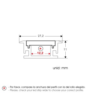 FULLWAT - ECOXM-7ESW-2D. Perfil de aluminio empotrable anodizado de estilo para suelo - 2000mm - IP64