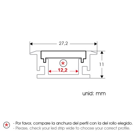 FULLWAT - ECOXM-7ESW-2D. Perfil de aluminio empotrable anodizado de estilo para suelo - 2000mm - IP64