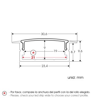 FULLWAT - ECOXM-10E-2D. Aluminiumprofil einbetten. eloxiert - 2000mm