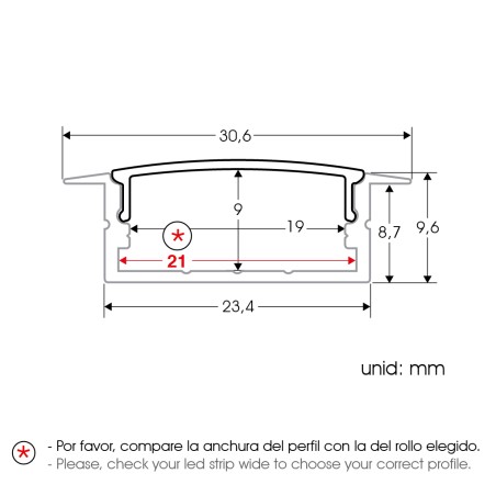 FULLWAT - ECOXM-10E-2D. Aluminiumprofil einbetten. eloxiert - 2000mm