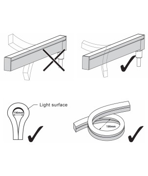 FULLWAT - NL-1120HL-BC. Flexible LED-Neonröhre horizontalmit  rechteckigvon 11x20mm.  Warmweiß - 240 Lm/m