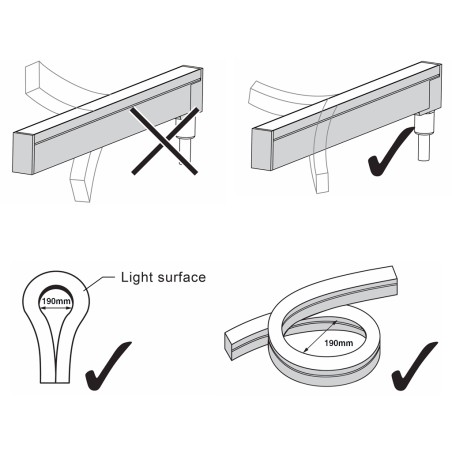 FULLWAT - NL-1120HL-BC. Flexible LED-Neonröhre horizontalmit  rechteckigvon 11x20mm.  Warmweiß - 240 Lm/m