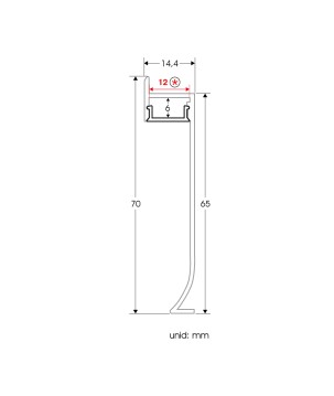 FULLWAT - ECOXM-ZOC1-2D.  Perfil de alumínio de superfície anodizado de estilo para rodapé - 2000mm - IP40