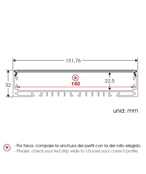 FULLWAT - ECOXM-150S-2D. Aluminiumprofil oberfläche | abgehängt. eloxiert - 2000mm