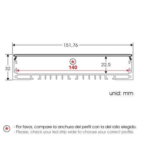 FULLWAT - ECOXM-150S-2D. Aluminiumprofil oberfläche | abgehängt. eloxiert - 2000mm