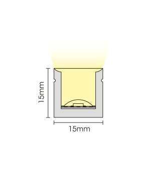 FULLWAT - NL-1515VL-BC. Flexible LED-Neonröhre verticalmit  rechteckigvon 15x15mm.  Warmweiß - 600 Lm/m