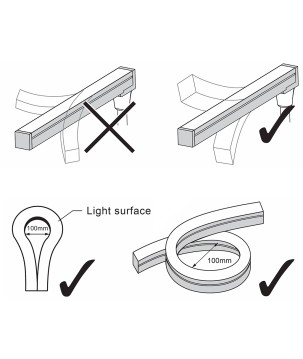 FULLWAT - NL-1515VL-BC. Flexible LED-Neonröhre verticalmit  rechteckigvon 15x15mm.  Warmweiß - 600 Lm/m