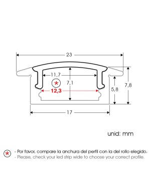 FULLWAT - ECOXM-7E-2D. Aluminiumprofil einbetten. eloxiert - 2000mm