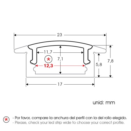 FULLWAT - ECOXM-7E-2D. Aluminiumprofil einbetten. eloxiert - 2000mm