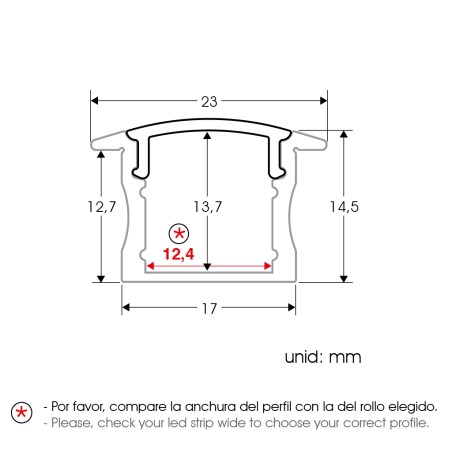 FULLWAT - ECOXM-15E-2D. Aluminum profile  for recessed mounting. Anodized.  2000mm