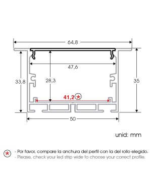 FULLWAT - ECOXM-50E-2D. Aluminiumprofil einbetten. eloxiert - 2000mm