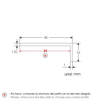 FULLWAT - ECOXM-ELL-2D. Aluminiumprofil flache platte. eloxiert - 2000mm