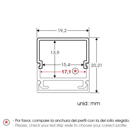 FULLWAT - ECOXM-20S-2D.  Perfil de alumínio de superfície | suspenso anodizado - 2000mm - IP40